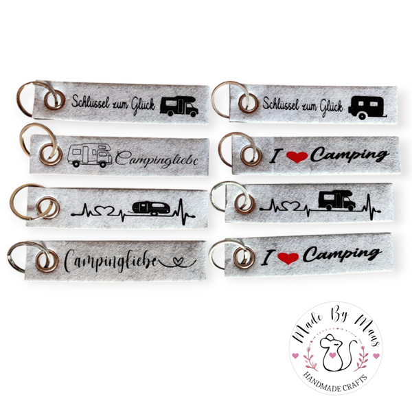 Schlüsselanhänger "Campingliebe" aus Filz – Für Abenteurer und Naturfreunde!