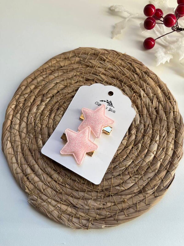 3cm alligatorknipjes pink star