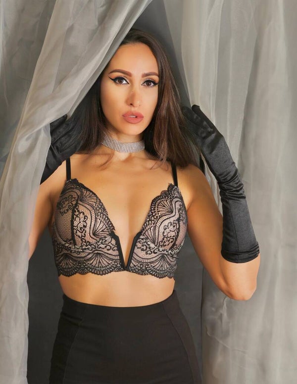 Crop top encaje nude