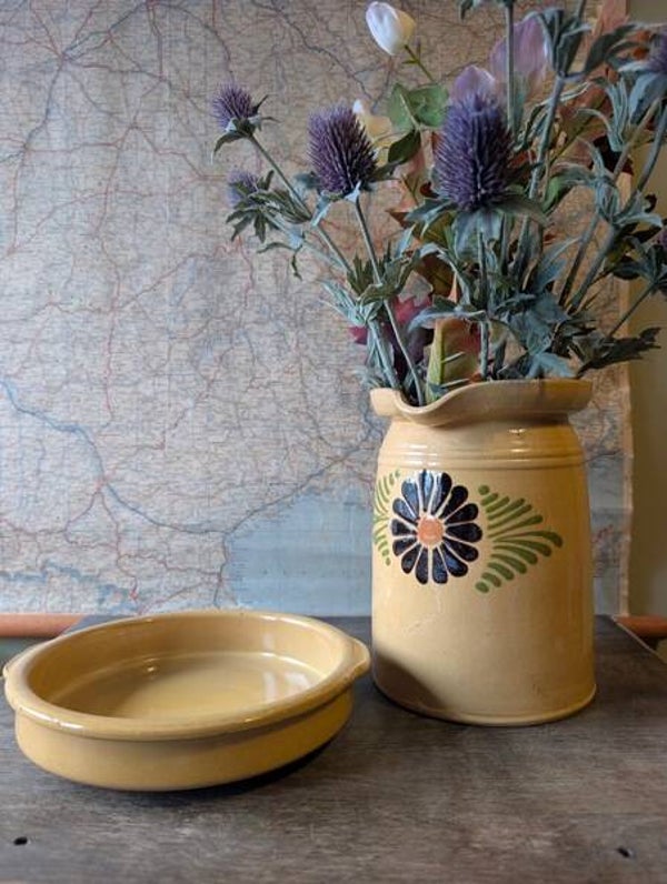 Frans brocante geel aardewerken schaaltje