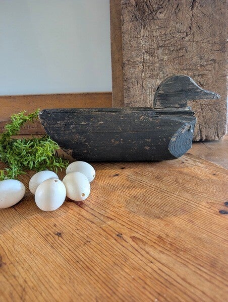 Authentieke houten eendenlokvogel