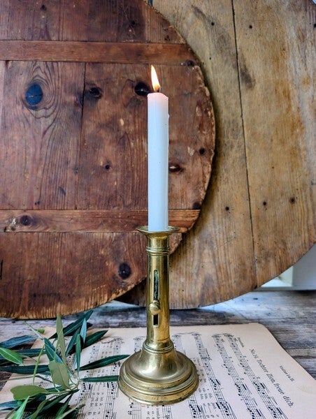 Antieke Bronzen Schuifkandelaar