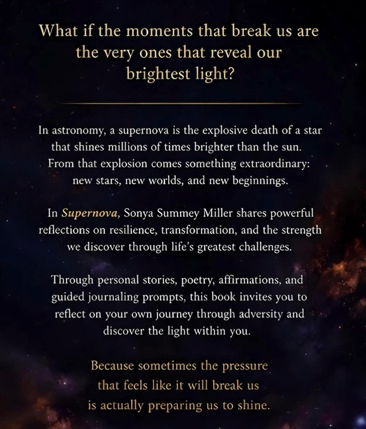 supernova book series, sonya summey miller, author