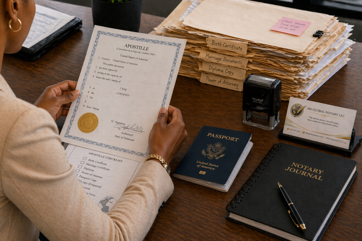 Apostille support provided for international document processing in Clarksville Tennessee