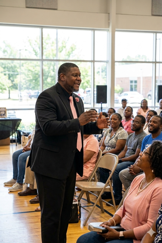 Pastor Keenon Buchanan of Perfecting Saints Ministries Inc., providing spiritual leadership and guidance to the church community