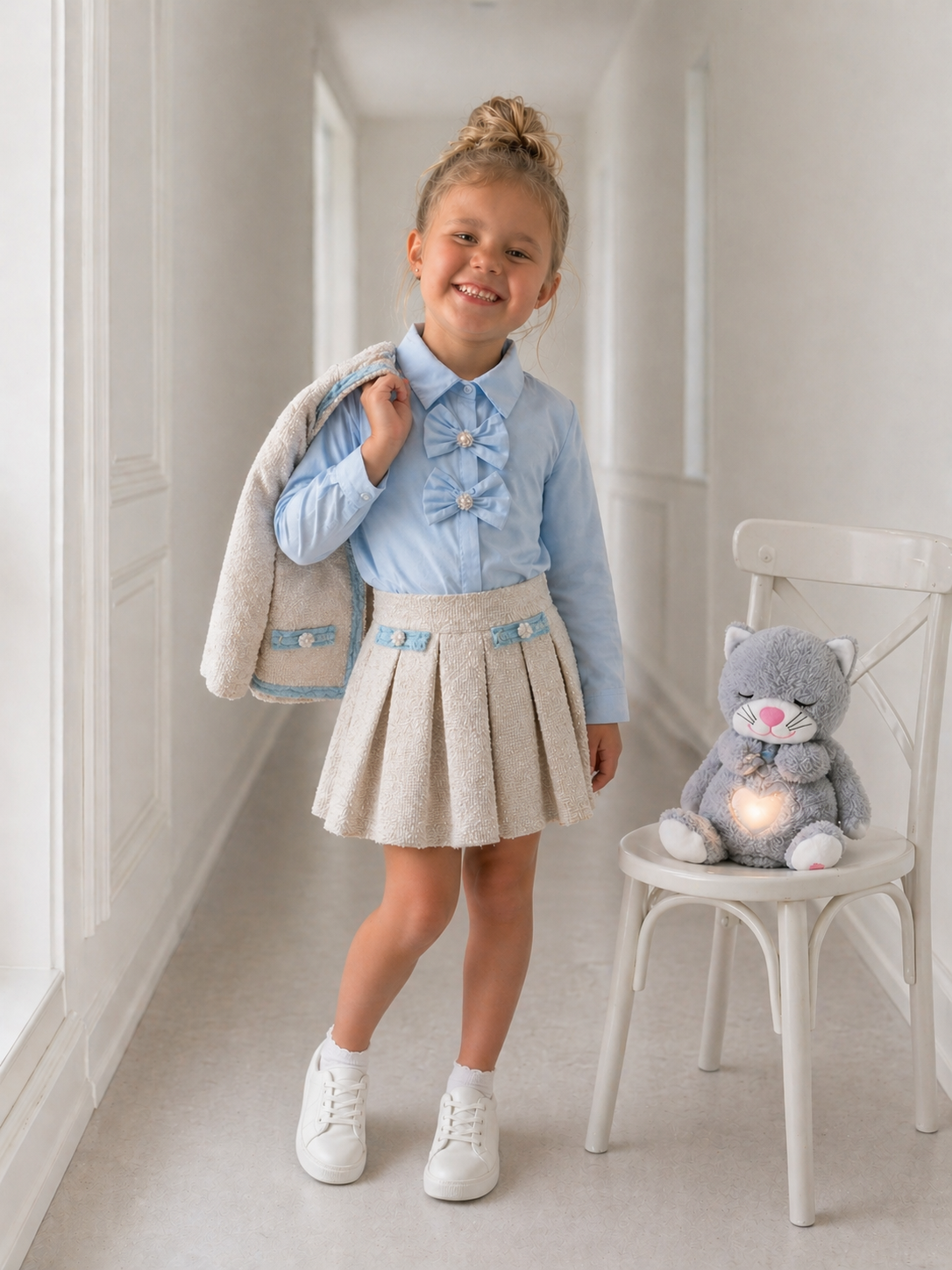 Trendy meisjes blouse met strikdetails vooraan | 4-14 jaar 🤍