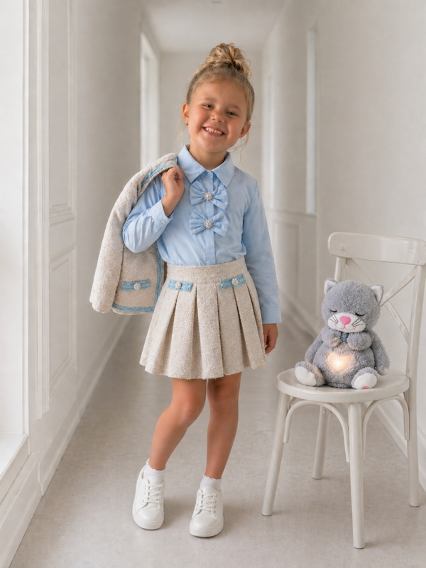 Trendy meisjes blouse met strikdetails vooraan | 4-14 jaar 🤍