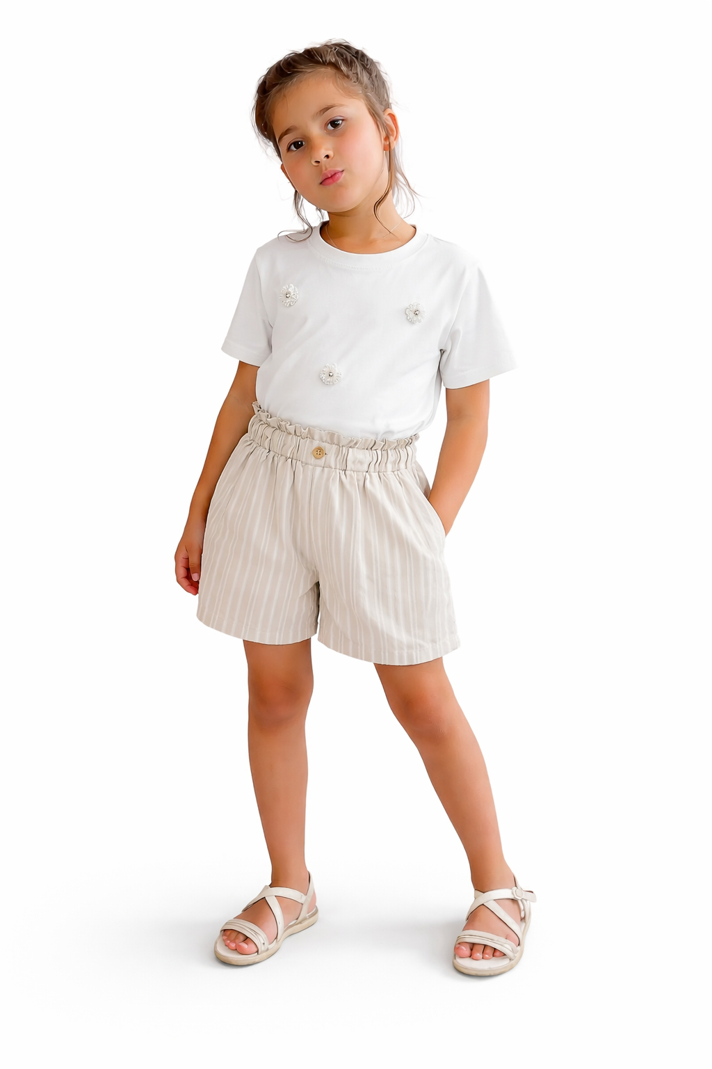 Gestreepte short – meisjes 🤍