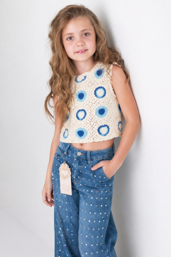 Meisjes jeansbroek met strass steentjes | 4-14 jaar 🤍