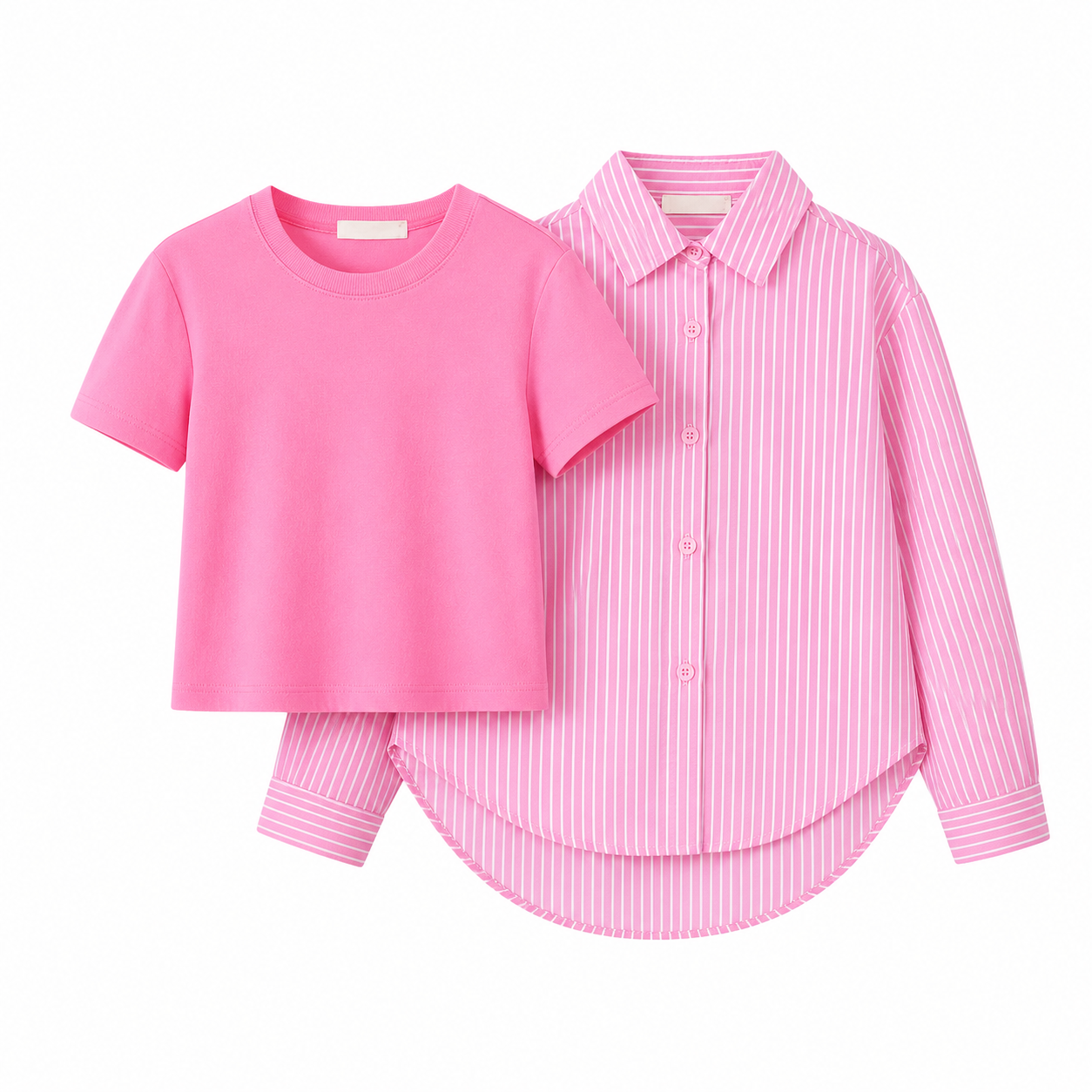 Meisjes set T-shirt & gestreepte blouse | 4-14 jaar 🤍