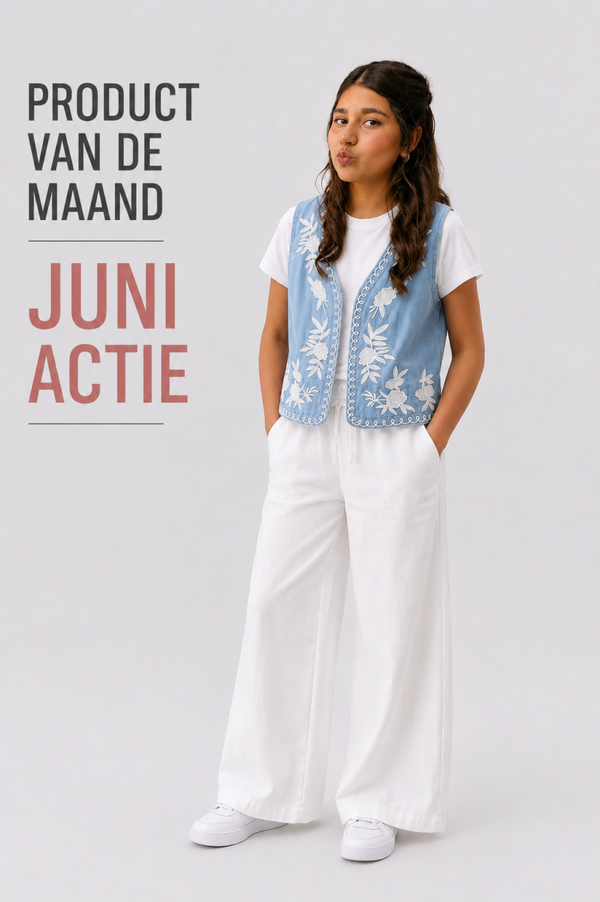 Jeans gilet voor meisjes met borduursel | 4-14 jaar 🤍