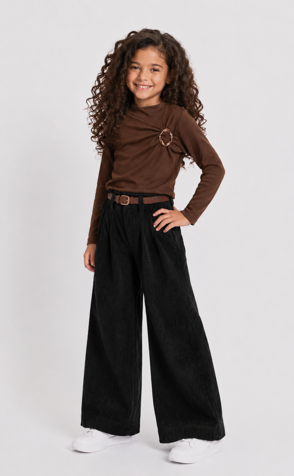Trendy wijde broek met riem | 4-14 jaar 🤍