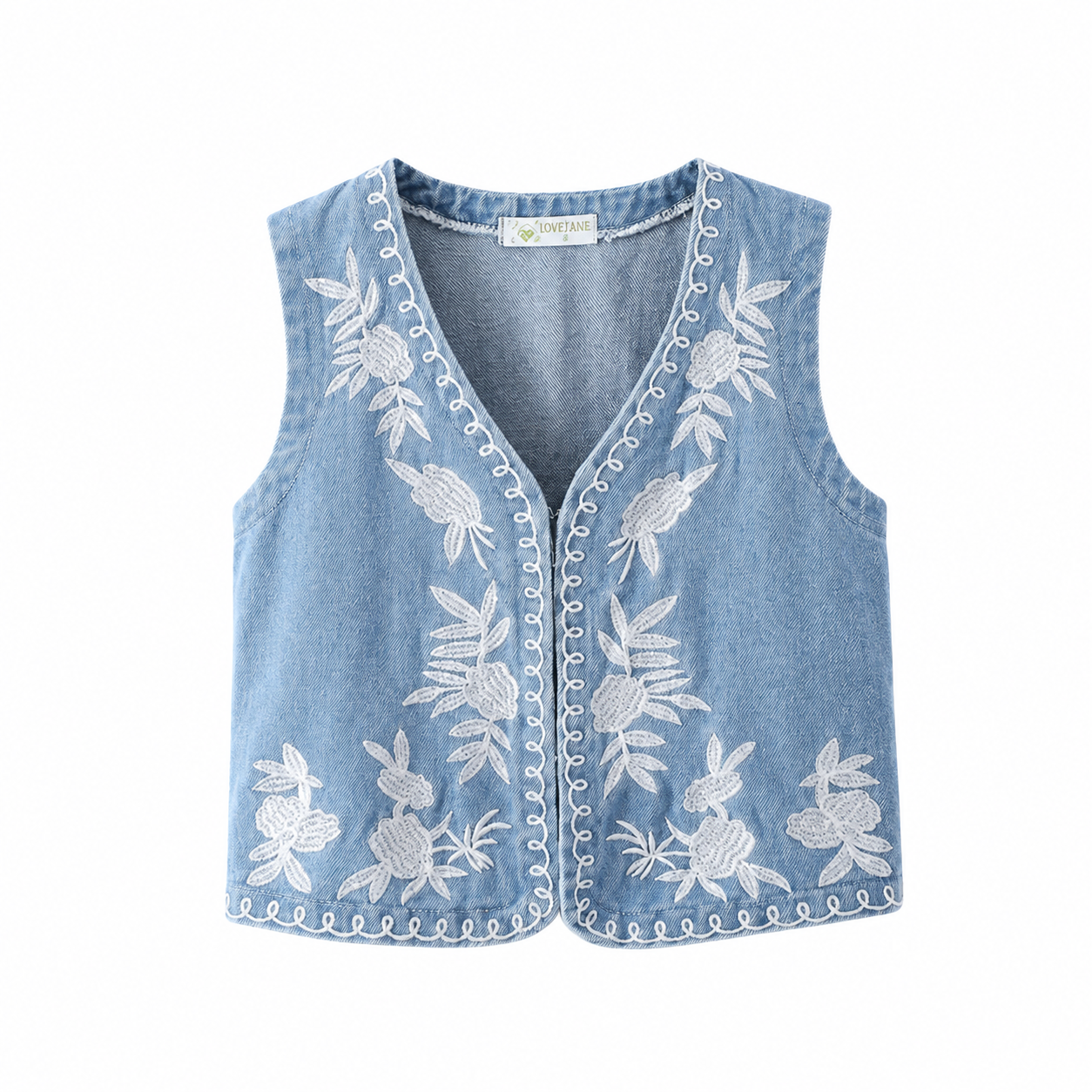 Jeans gilet voor meisjes met borduursel | 4-14 jaar 🤍