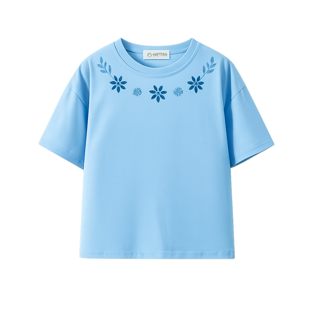 Trendy meisjes T-shirt met opengewerkte bloemen | 4-14 jaar 🤍