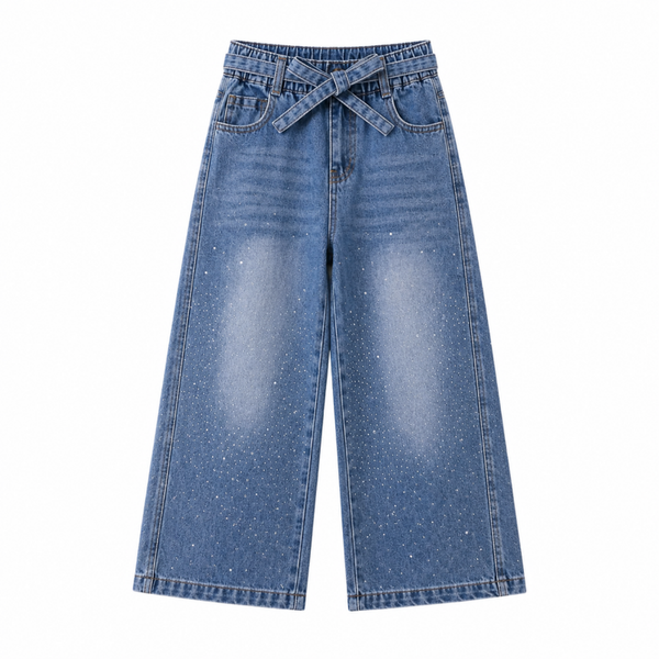 Jeansbroek met strass | meisjes 4-14 jaar 🤍