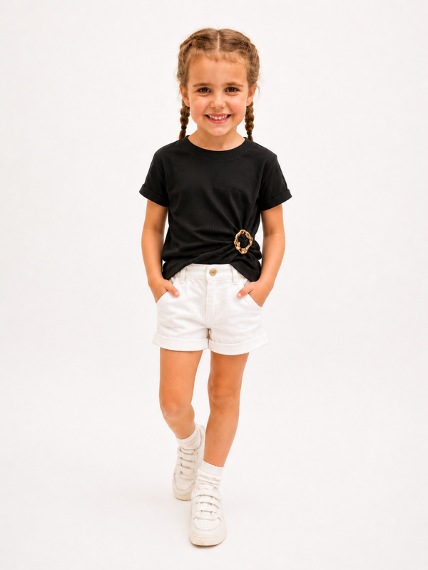 Meisjes T-shirt met gouden gesp-detail  4-14 jaar 🤍