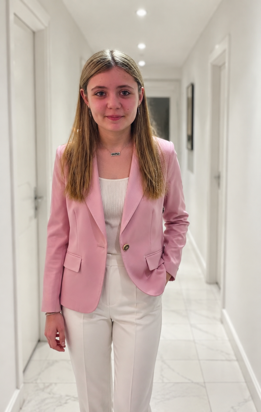 Trendy meisjes blazer met knoop en zakken | 4-14 jaar 🤍