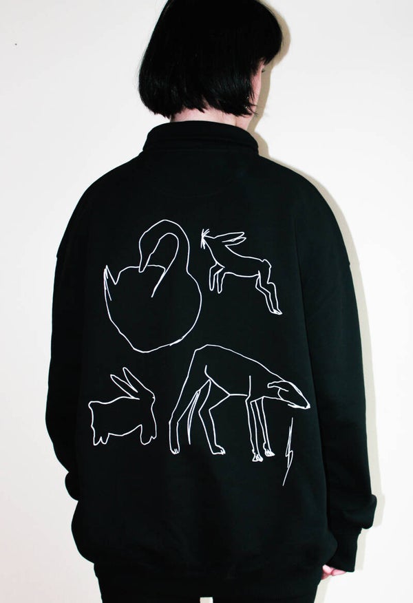 ANIMALS - OVERSIZED sweater with short zipper