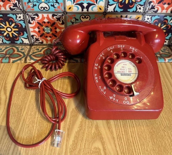RED Original Rotary Dial Phone - 1960's model converted to BT