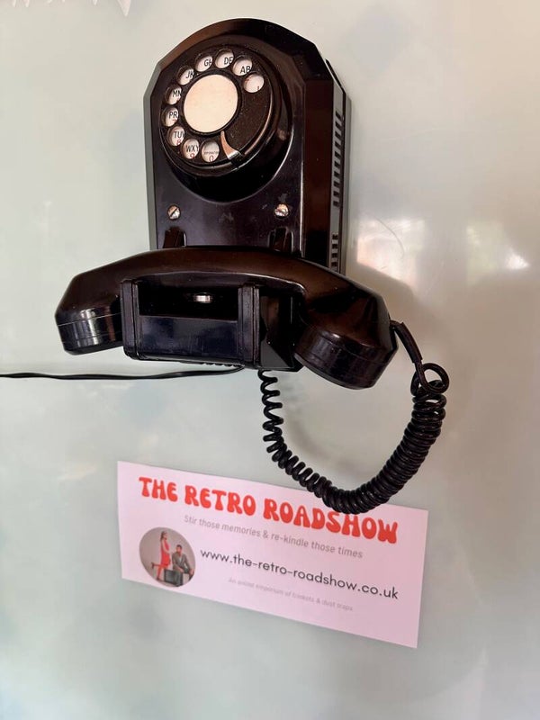 BLACK "Jukebox" WALL Original Rotary Dial Phone - 1950- 60 model converted to BT