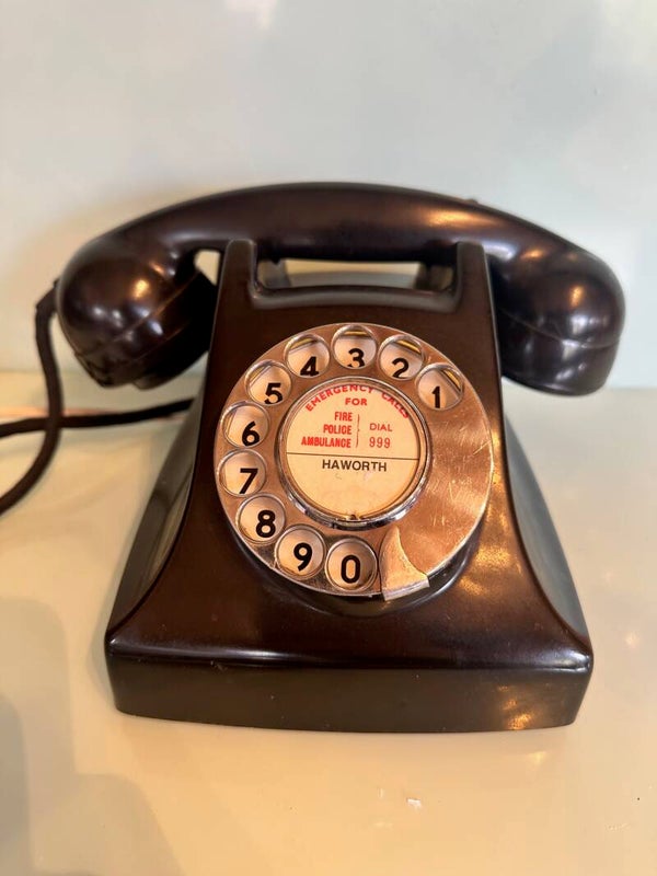 Rare BLACK BAKELITE GPO Original Rotary Dial Phone  - CONVERTED TO BT