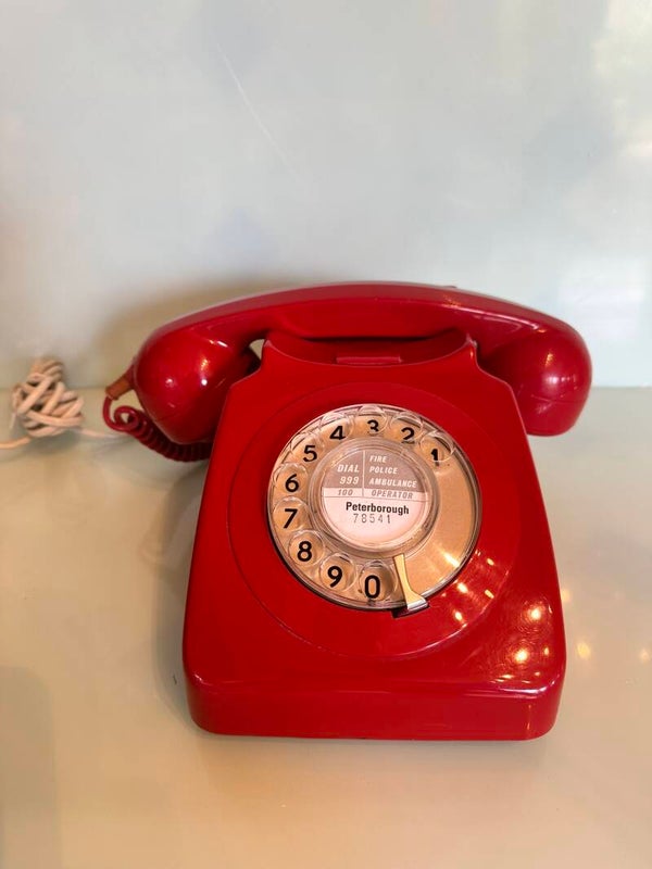 RED Original Rotary Dial Phone - 1970's model converted to BT
