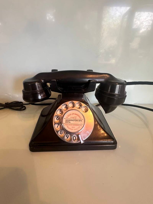 Stunning 1940's BLACK BAKELITE GPO Original Rotary Dial Phone - CONVERTED TO BT