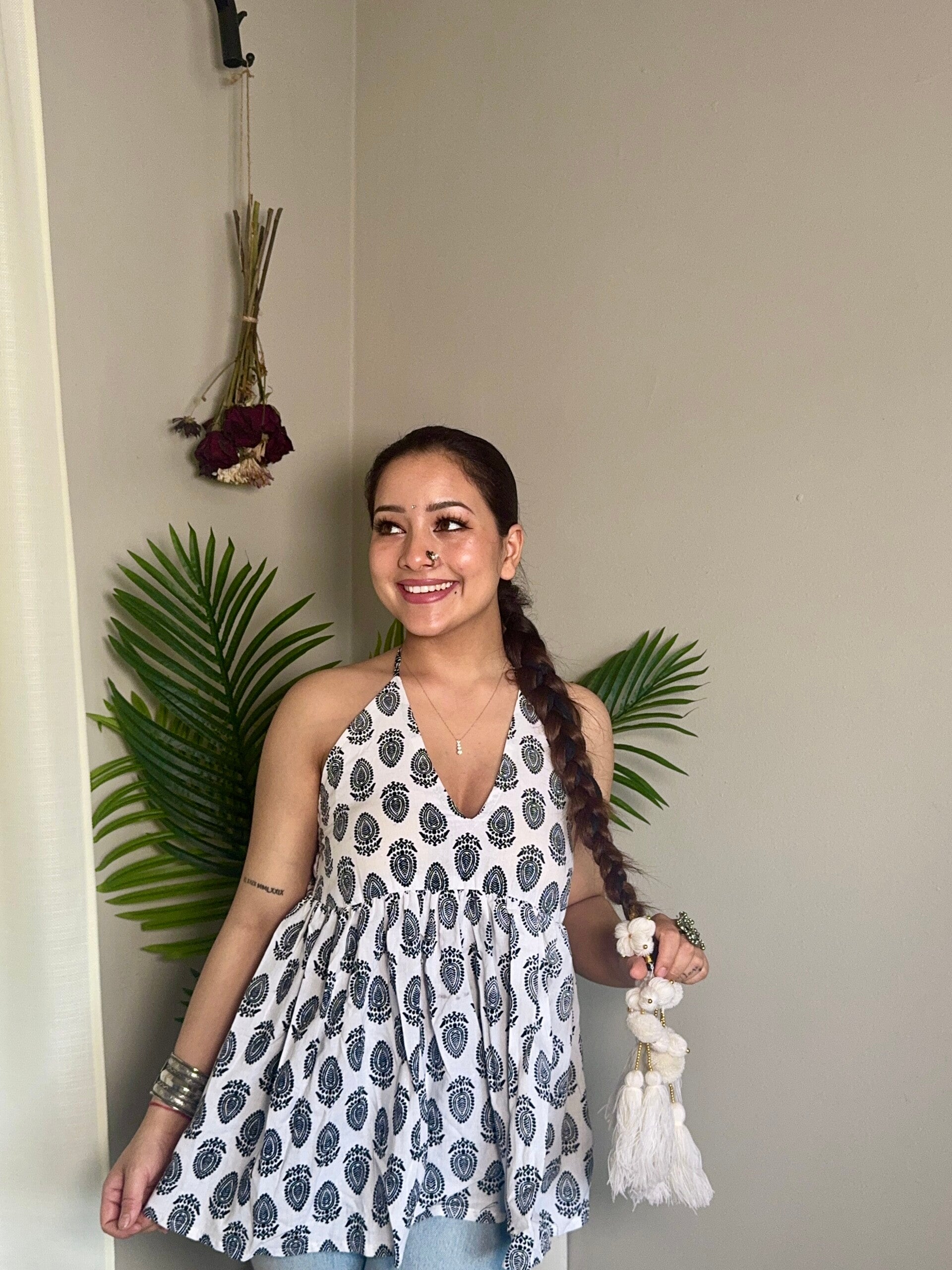 Halter padded Saiyaara Kurti design