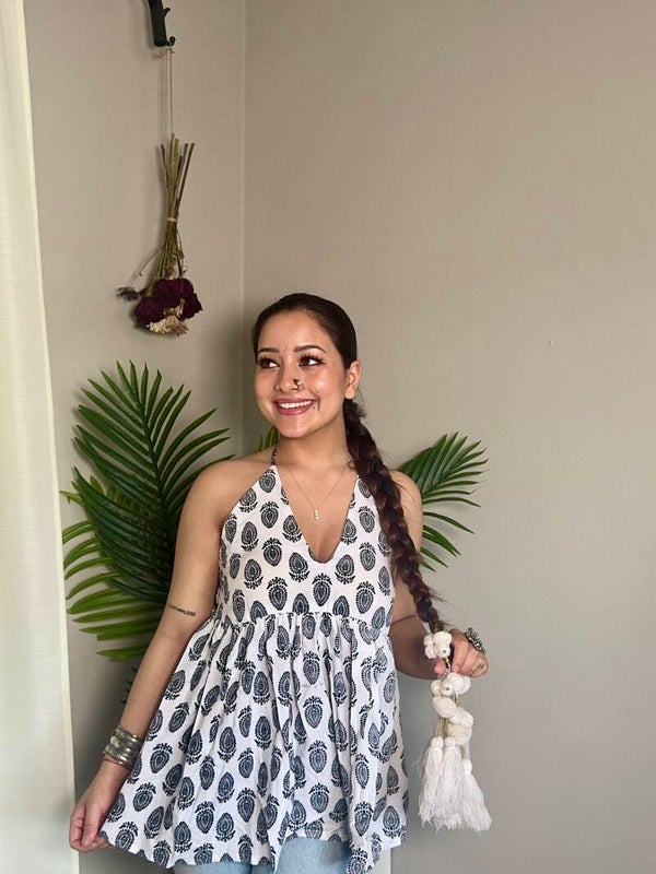 Halter padded Saiyaara Kurti design