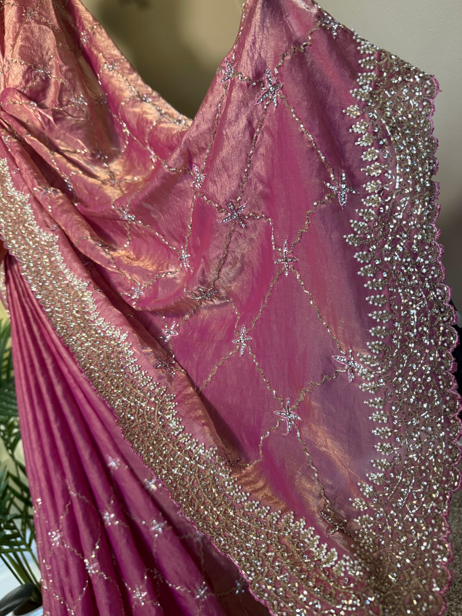 Royal Heather Pink Zari saree