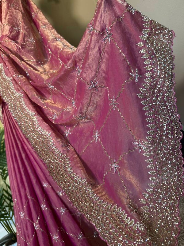 Royal Heather Pink Zari saree