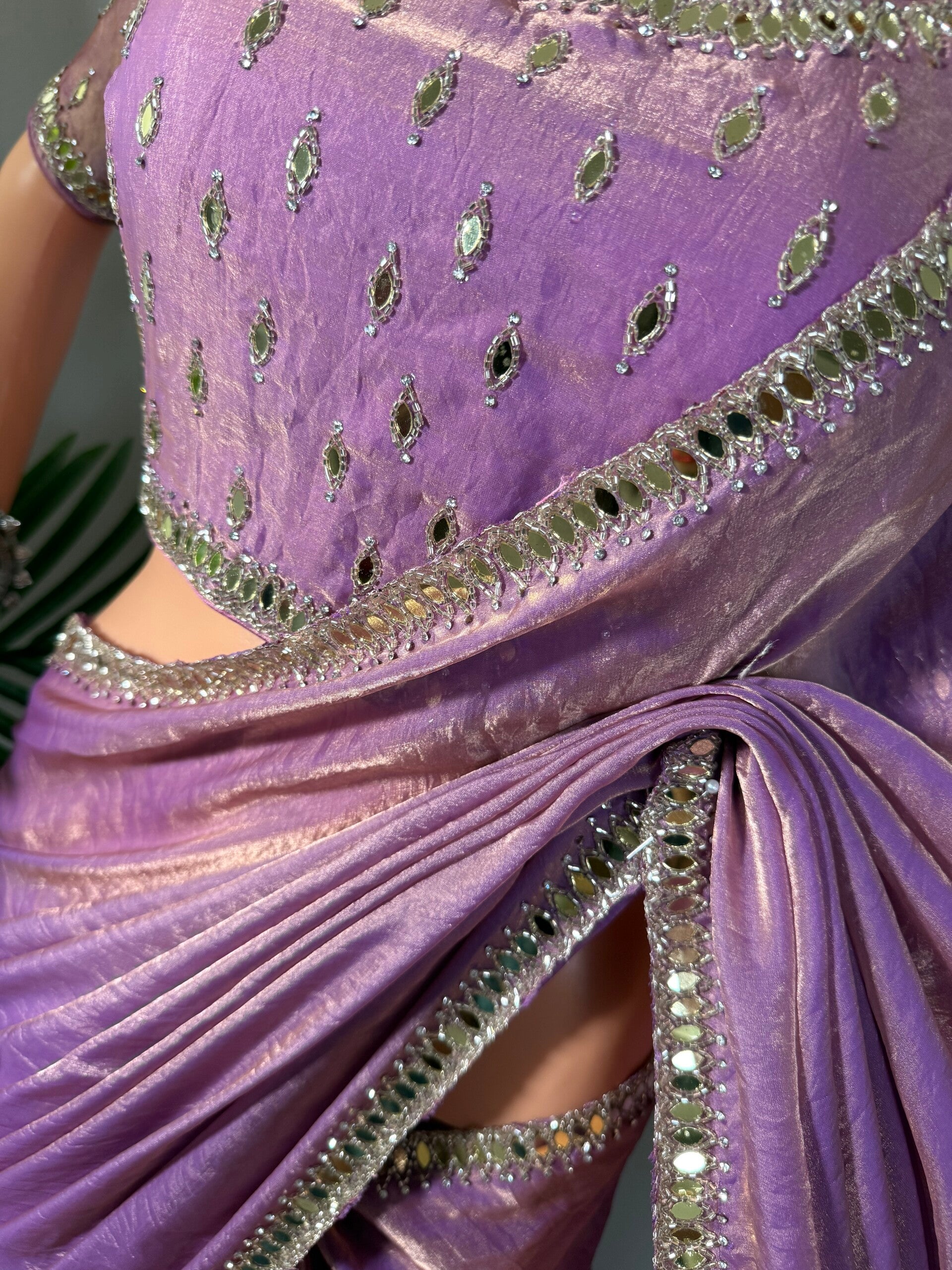 Real Mirror Work Saree