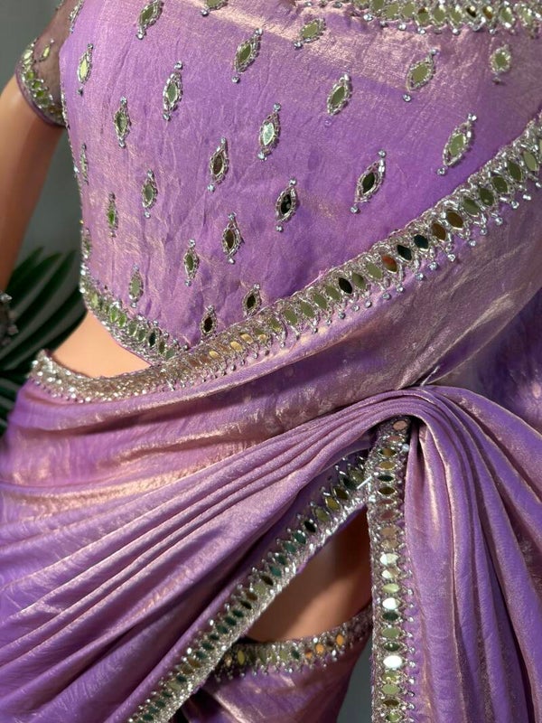 Real Mirror Work Saree