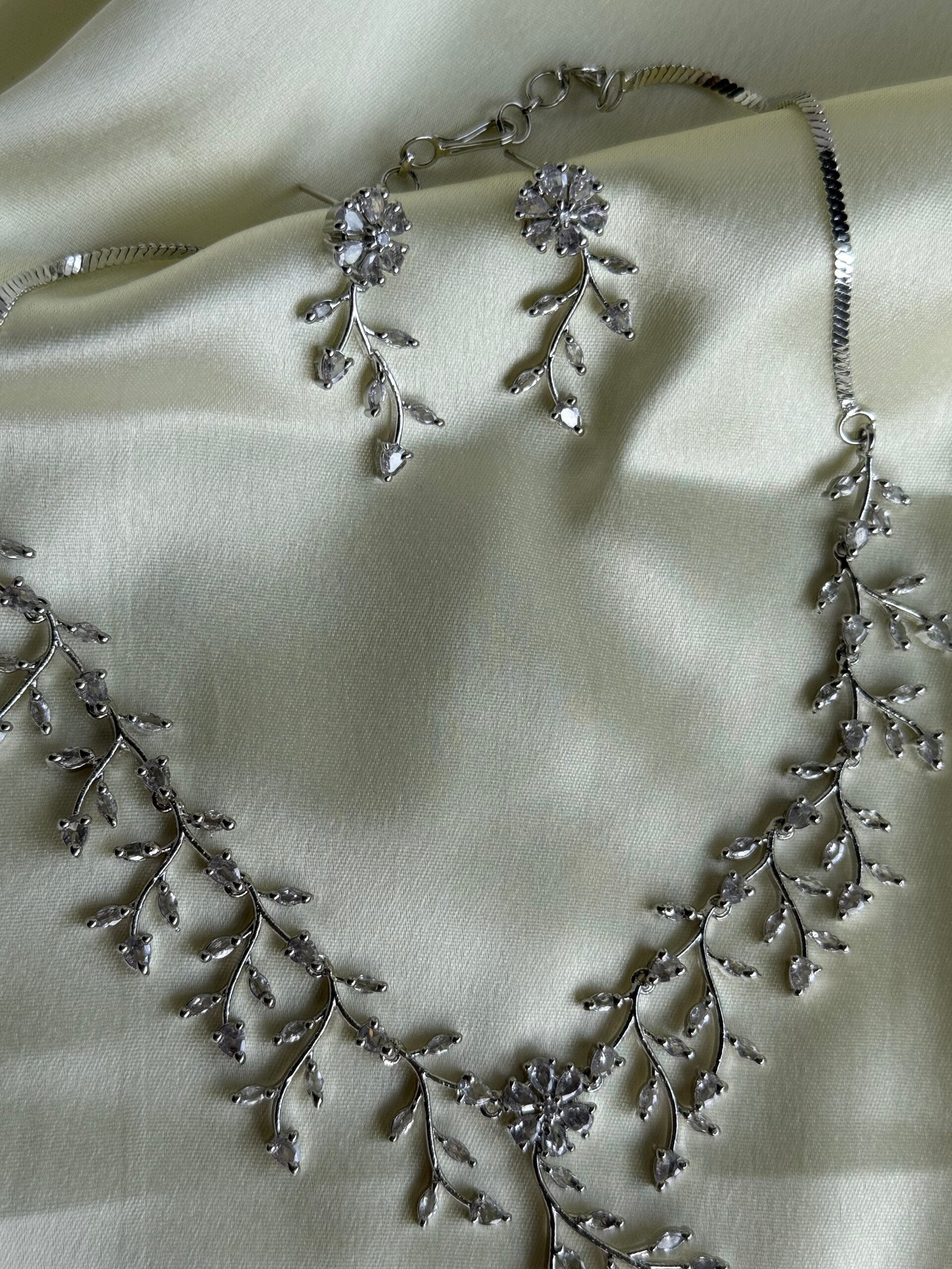 Cubic zirconia (cz) floral vine set