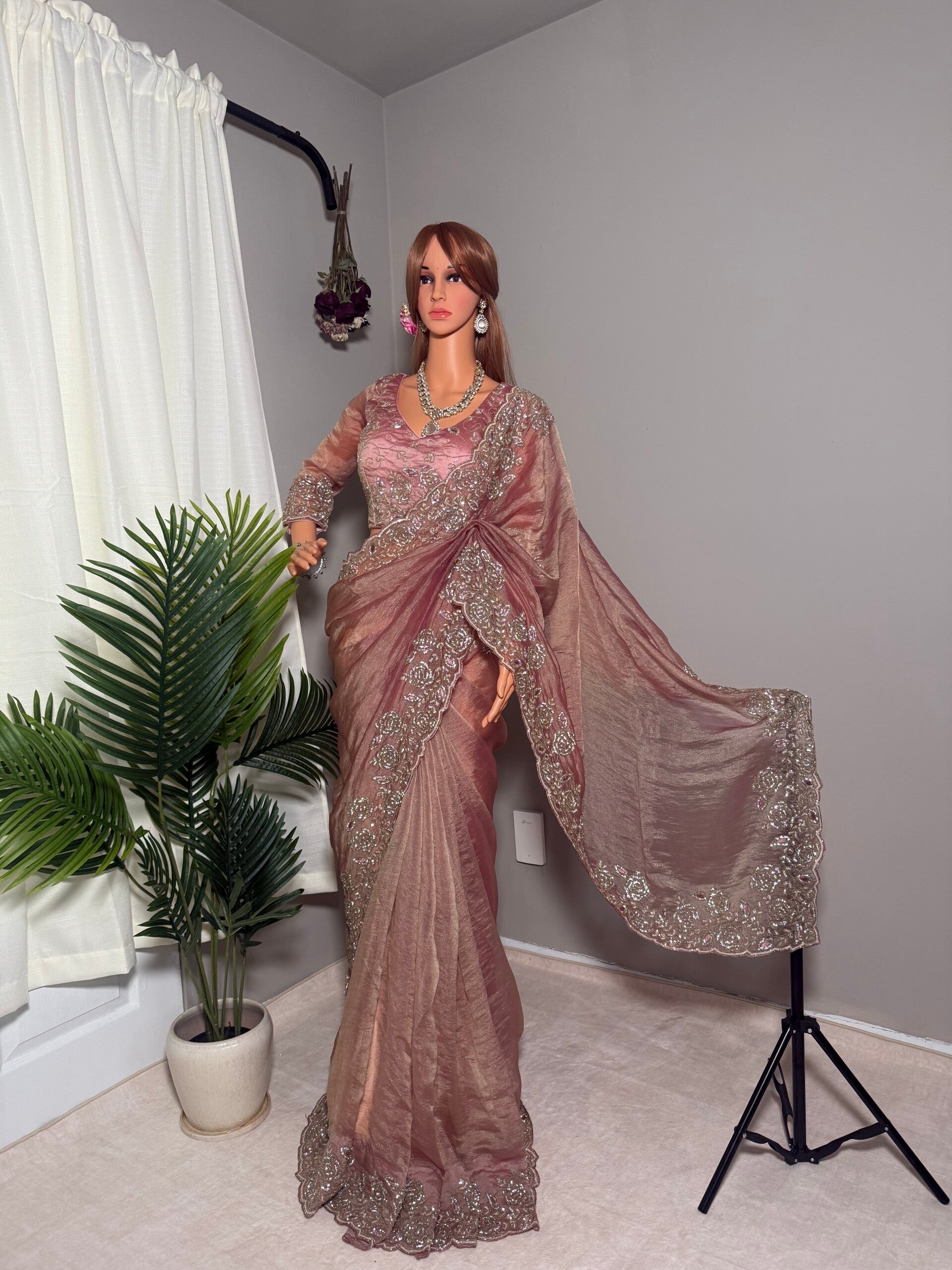 Rose Jari work Saree