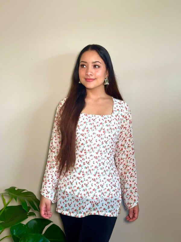 Georgette full sleeves short kurti