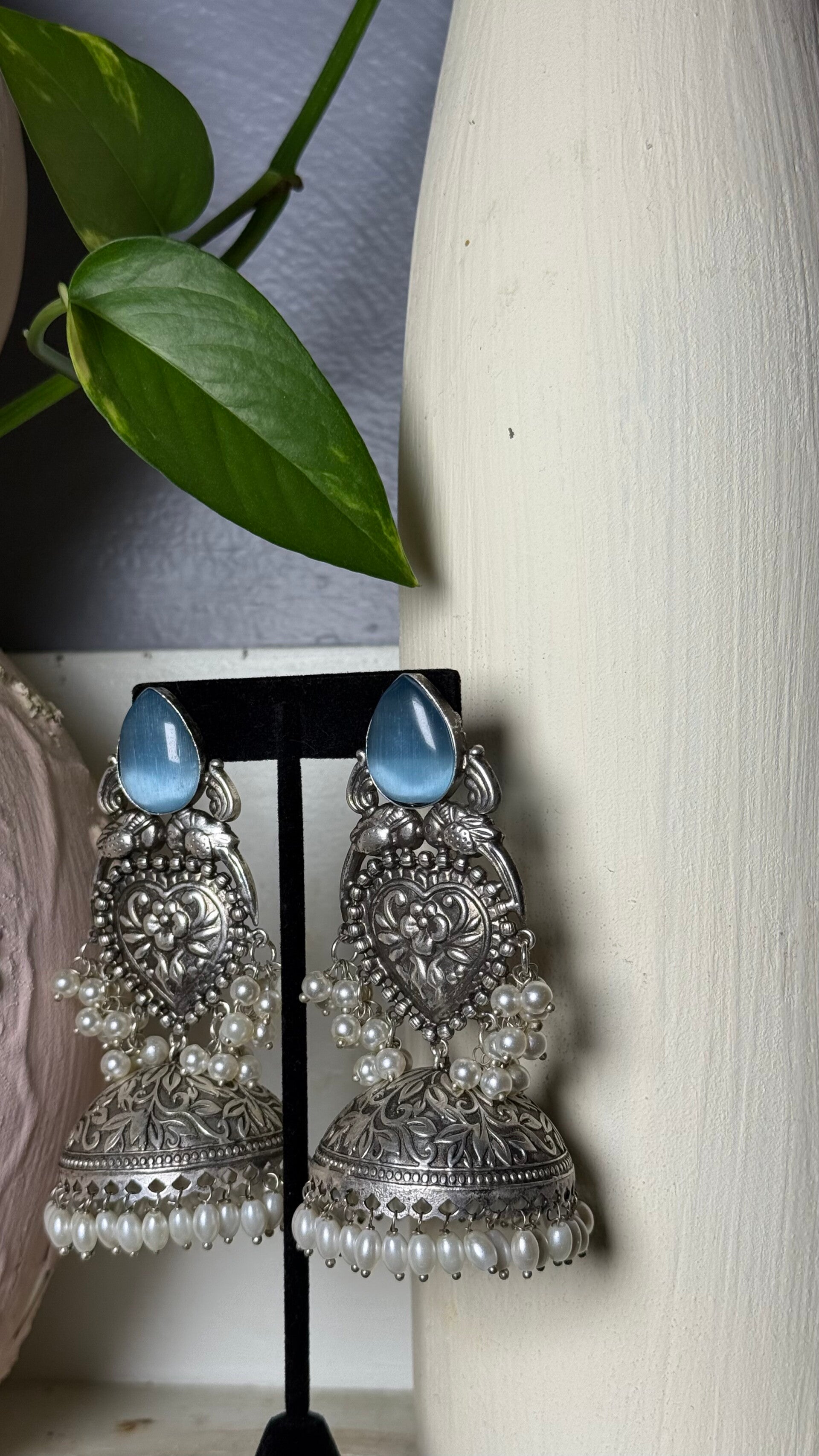 Oxidized pinjada design jhumka