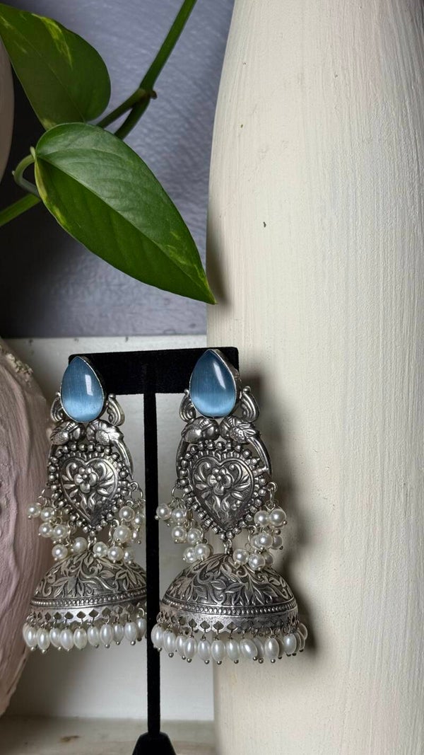Oxidized pinjada design jhumka