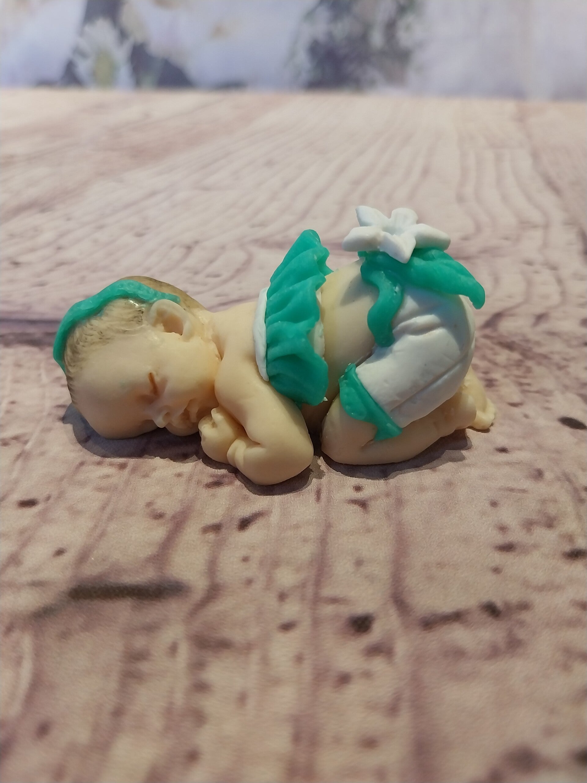 Bébé fimo fille vêtements blanc vert