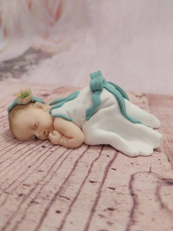 Bébé fimo fille robe blanc et vert