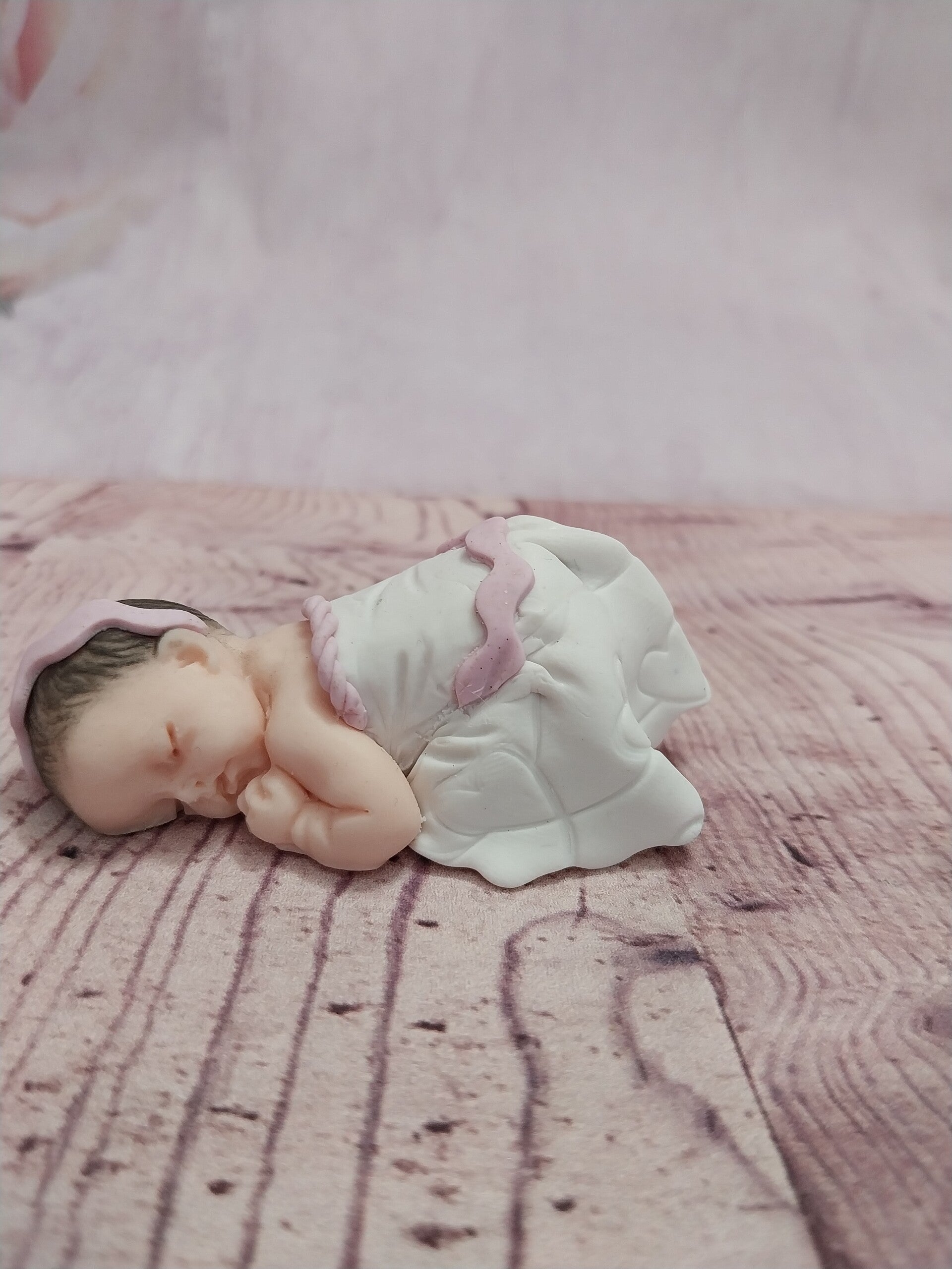 Bébé fimo fille robe blanc et rose