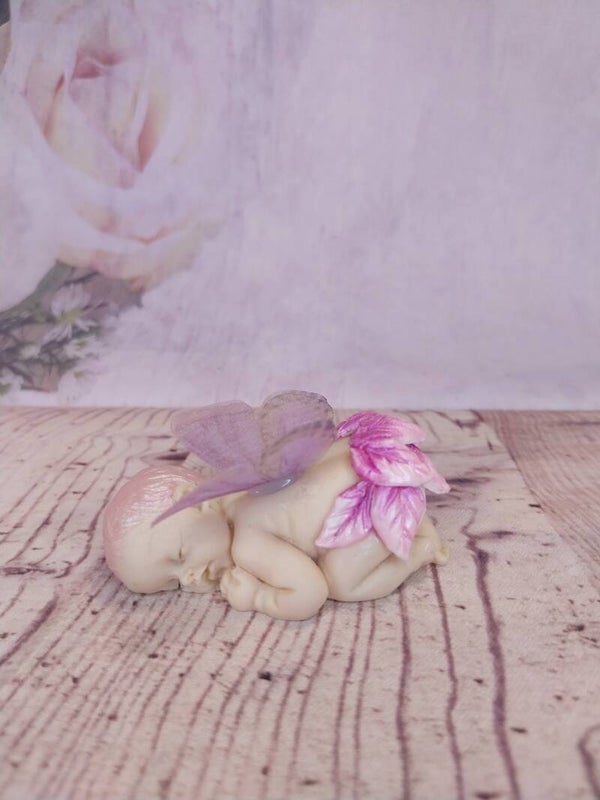 Bébé fimo fille papillon rose