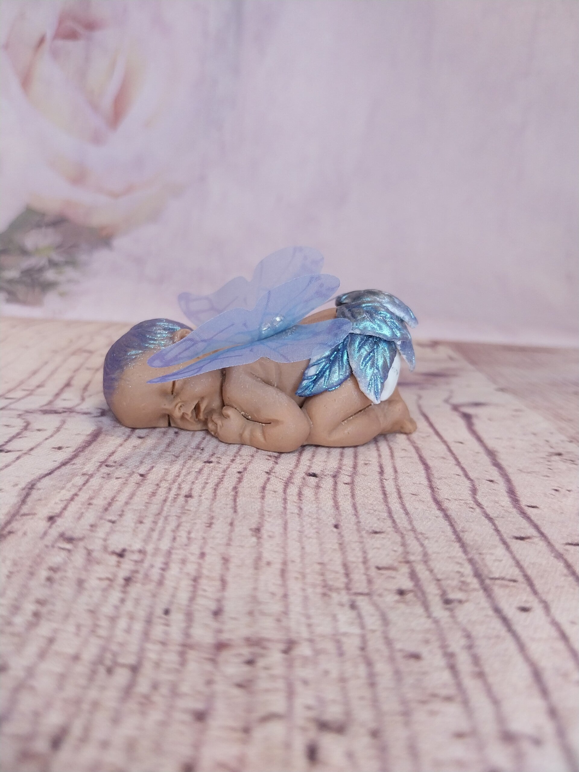 Bébé fimo papillon fille bleu