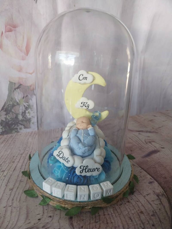 Cloche de naissance bébé fimo garçon