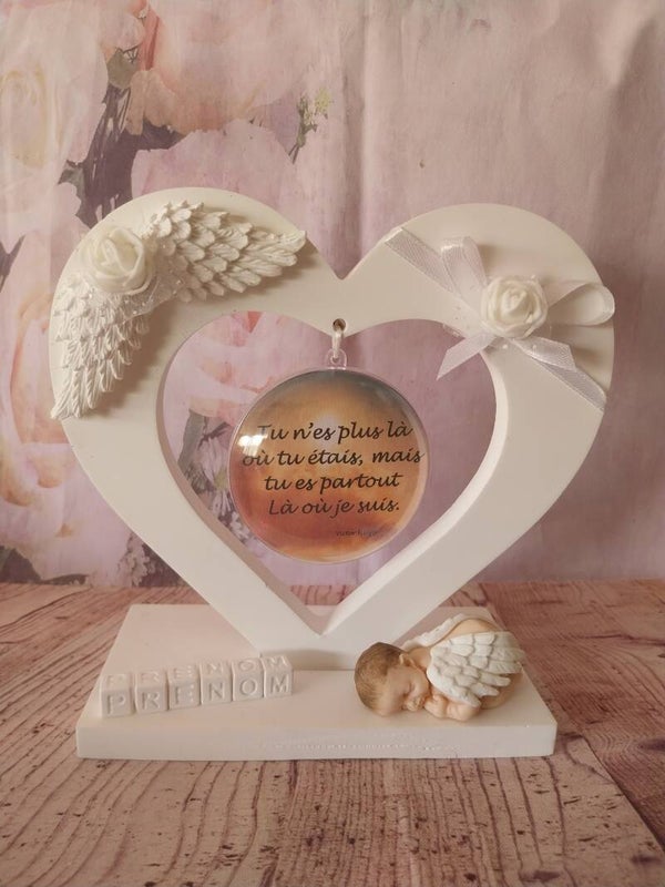 Cœur avec socle bébé fimo ange