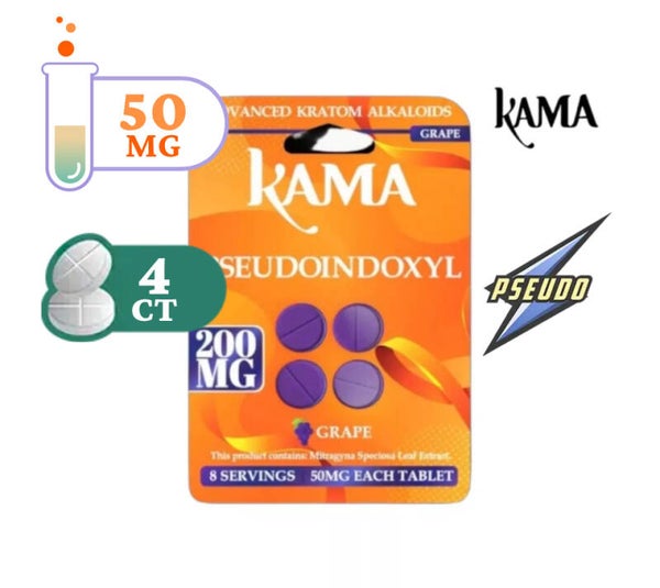 Kama Pseudoindoxyl Kratom Extract Tablets Grape 200mg – 4ct