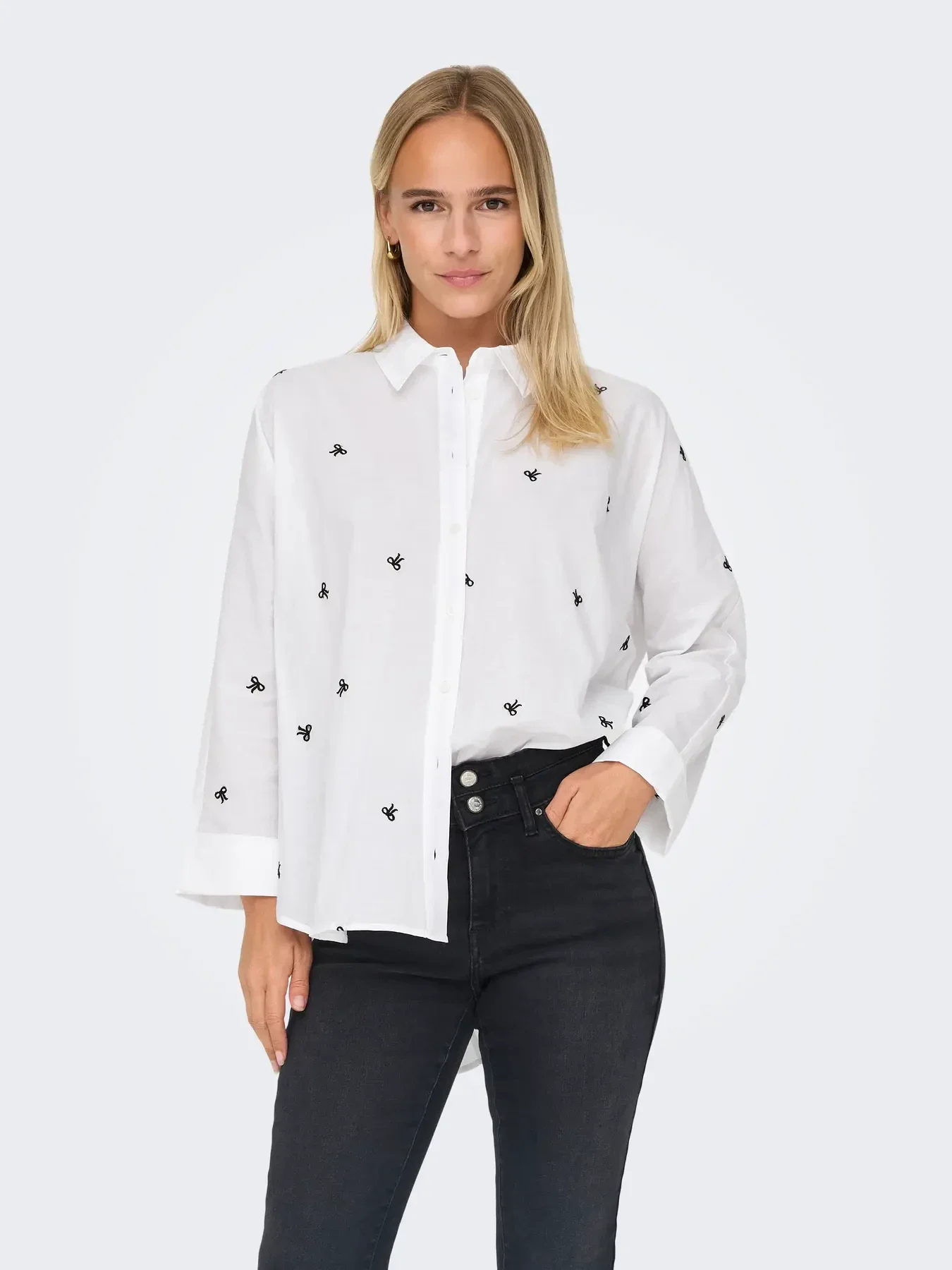 ONLY New Lina Grace Shirt 9 White Black Bows SALE