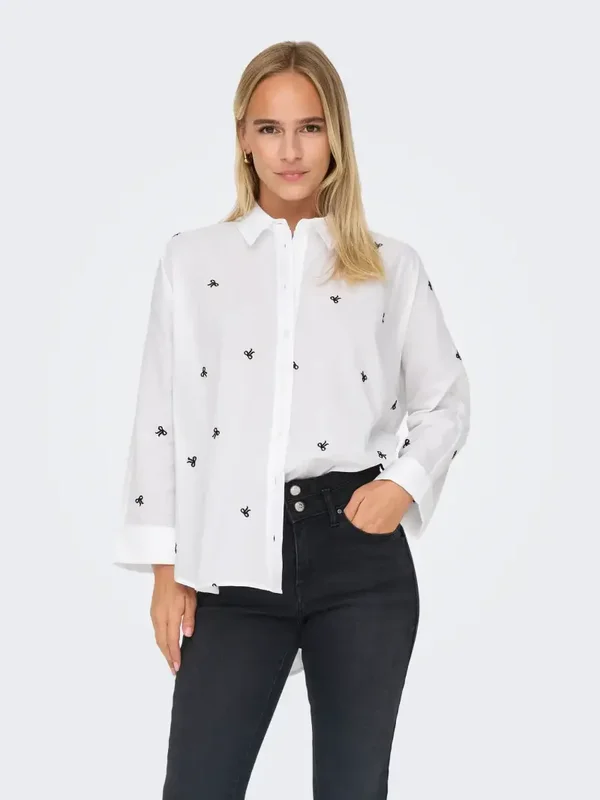 ONLY New Lina Grace Shirt 9 White Black Bows SALE