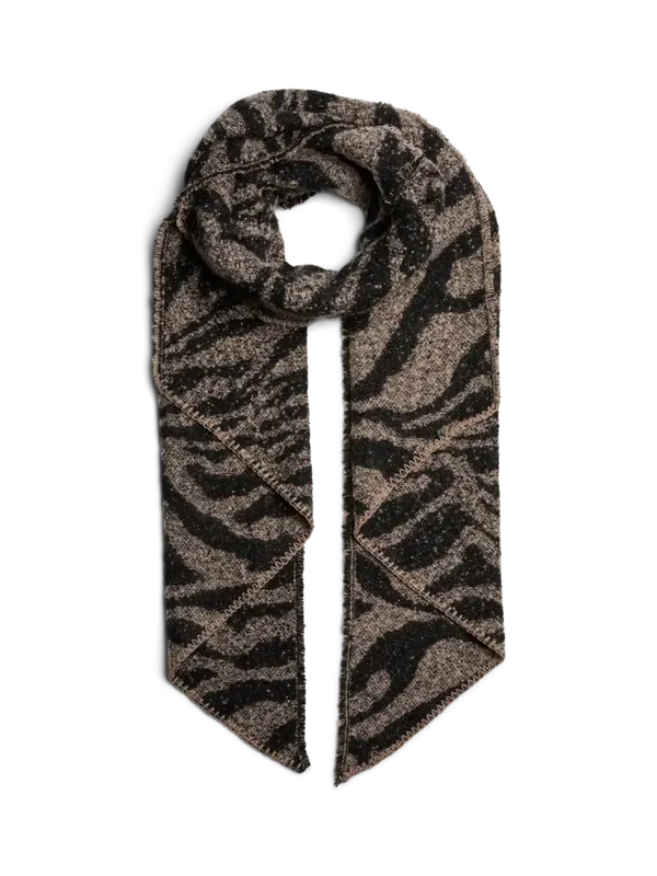 Pieces Pyron Animal Long Scarf 2 Zwart/Taupe