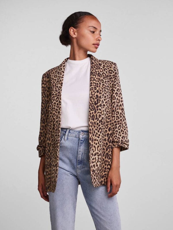 Pieces Bosella 3/4 Blazer Leopard